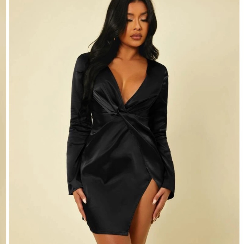 Black Satin Mini Dress
